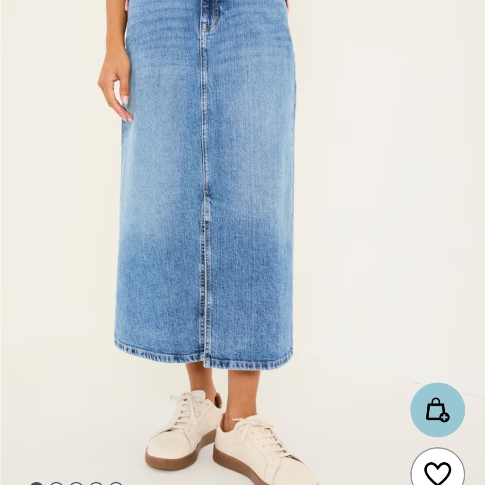 Fat Face Denim Blue Midi Skirt